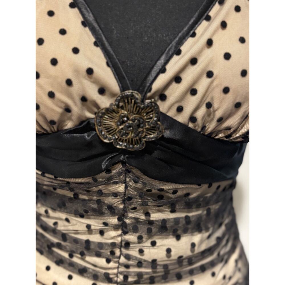 Vintage Dress sz S Black baby doll polka dot y2k Fairy overlay Whimsigoth witchy - Picture 2 of 15